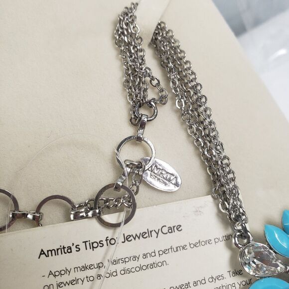 Amrita Singh Majestic Turquoise Austrian Crystal Statement Necklace Gift Box - Picture 7 of 15